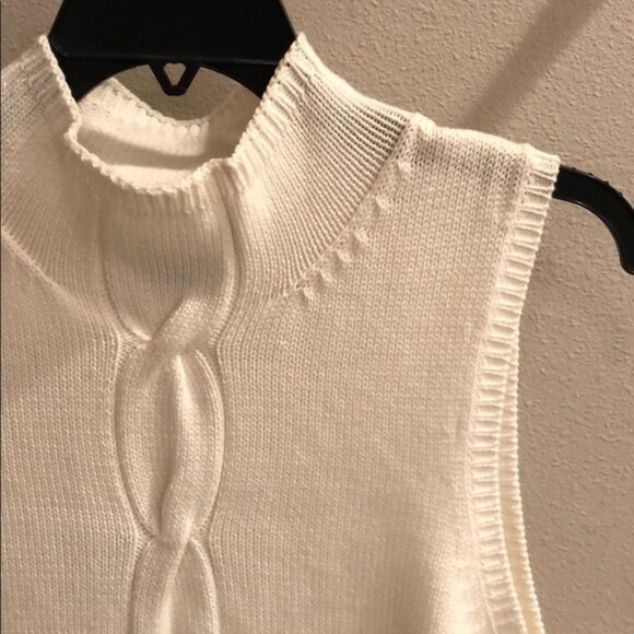 New vintage Grace Dane Lewis mock neck fisherman knit sleeveless vest sweater - Picture 2 of 10